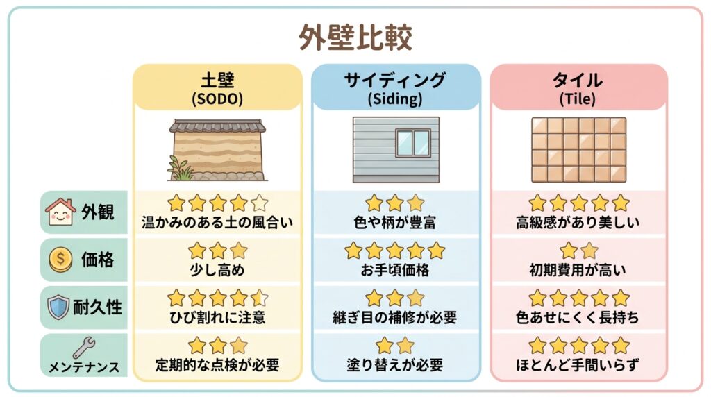 他の外壁との違い（サイディング・タイルとの比較）